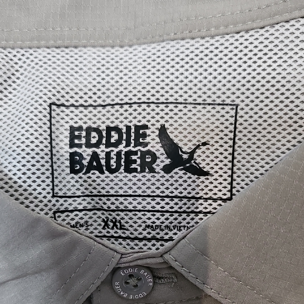 Eddie Bauer Light Gray Woven Tech Shirt XXL - Picture 2 of 5